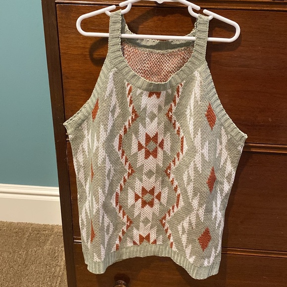 2/$10 Women’s Aztec Sweater Tank Top NWOT - Picture 1 of 2